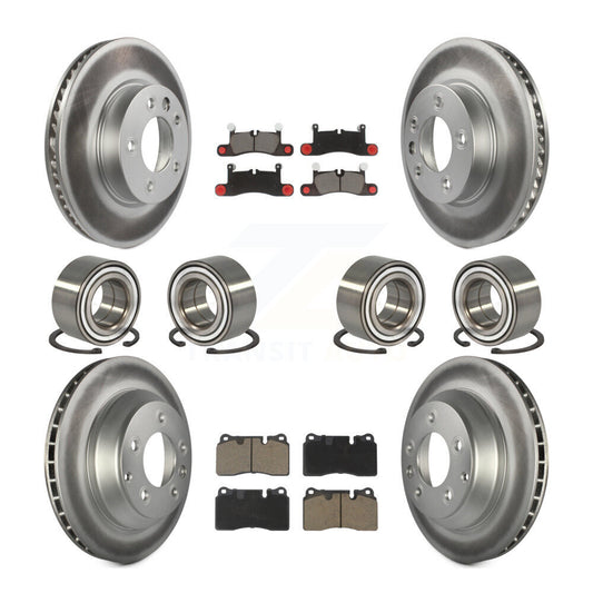Bearing Coated Disc Brake Rotor Pad Front Rear Kit (10Pc) For Volkswagen Touareg