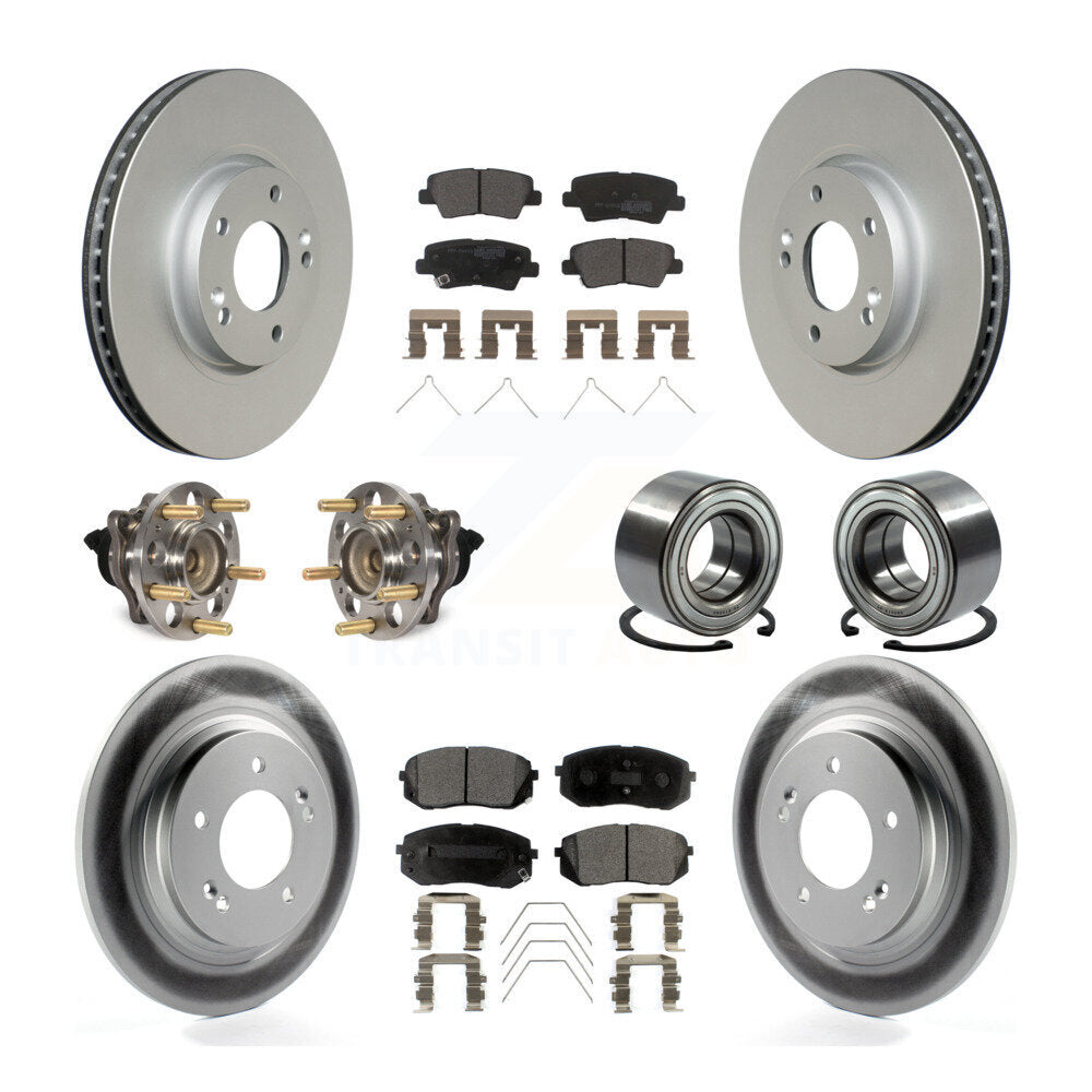Hub Bearing Coat Brake Rotor Pad Front Rear Kit (10Pc) For 2017-2019 Kia Soul EV