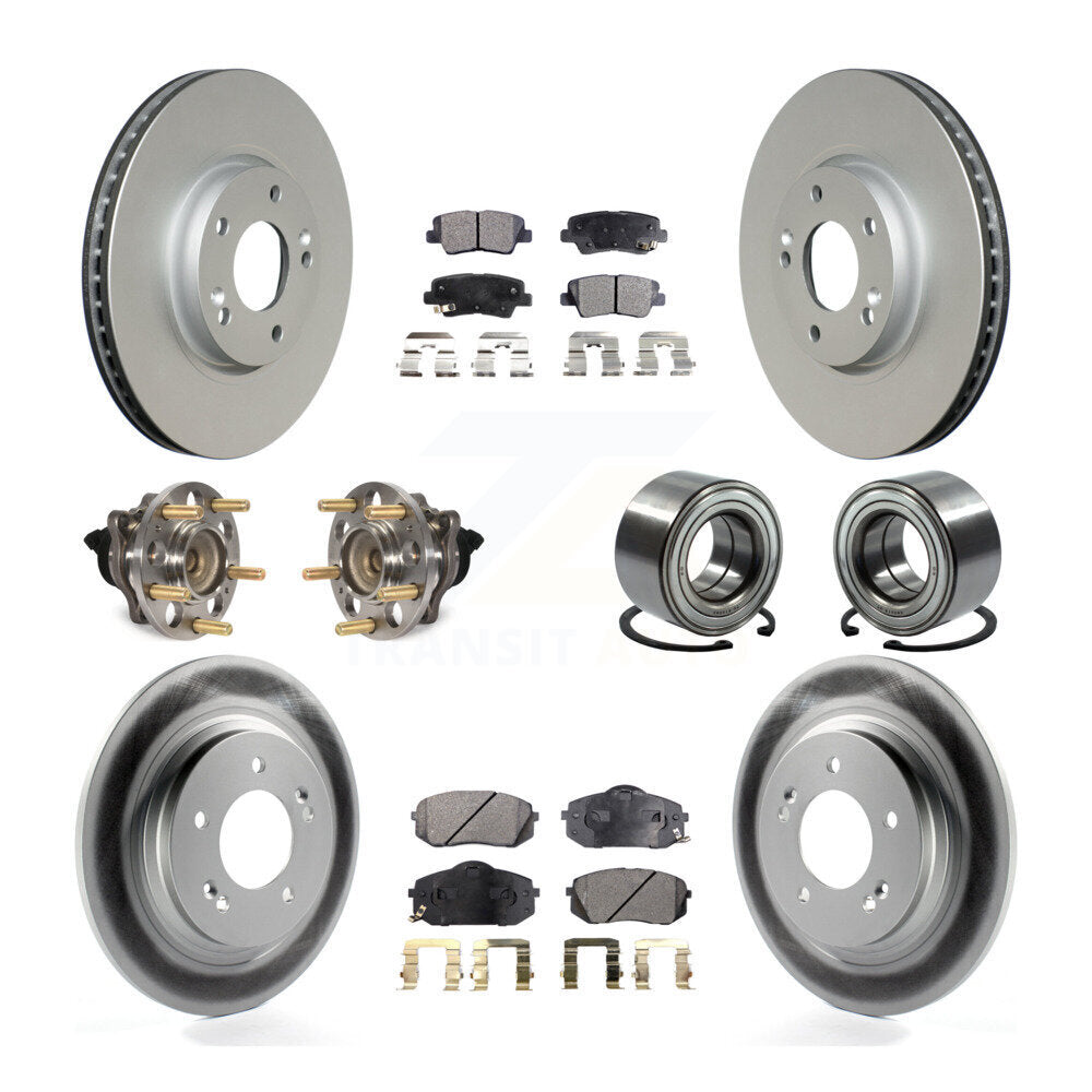 Hub Bearing Coated Disc Brake Rotor & Pads Front Rear Kit (10Pc) For Kia Soul EV
