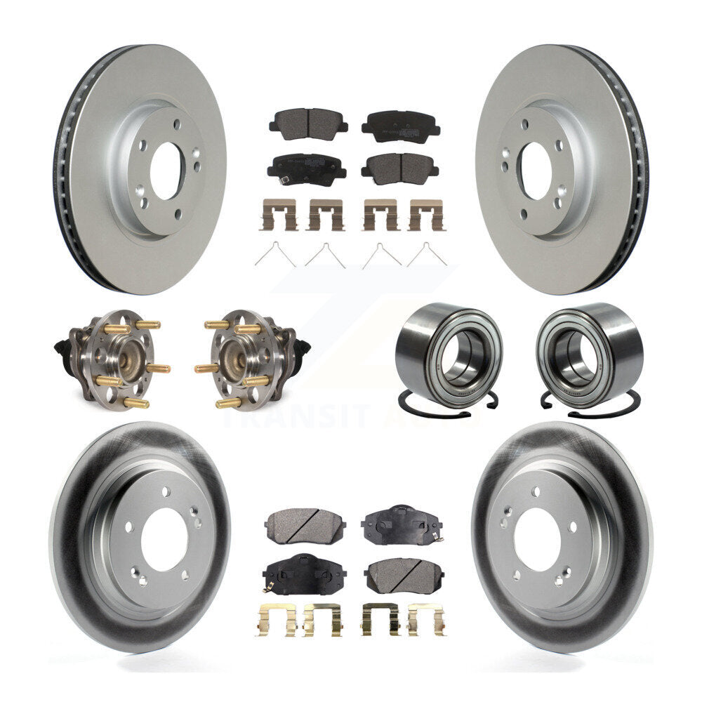 Hub Bearing Coated Disc Brake Rotor & Pads Front Rear Kit (10Pc) For Kia Soul EV