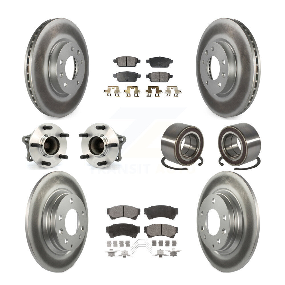 Hub Bearing Coated Brake Rotor Pads Front Rear Kit (10Pc) For 09-13 Mazda 6 2.5L