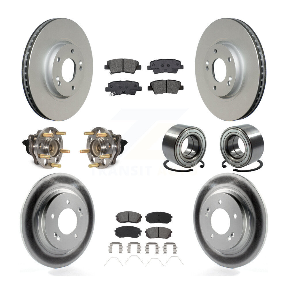 Hub Bearing Coat Brake Rotor Pad Front Rear Kit (10Pc) For 2017-2019 Kia Soul EV
