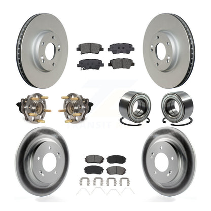 Hub Bearing Coat Brake Rotor Pad Front Rear Kit (10Pc) For 2017-2019 Kia Soul EV