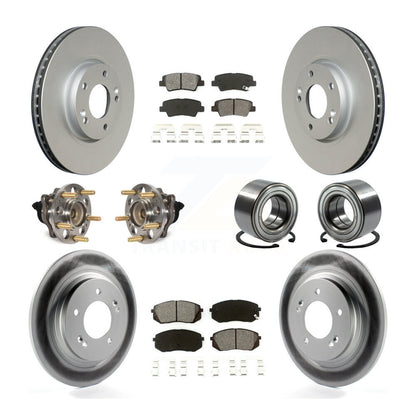 Hub Bearing Coated Disc Brake Rotor & Pads Front Rear Kit (10Pc) For Kia Soul EV