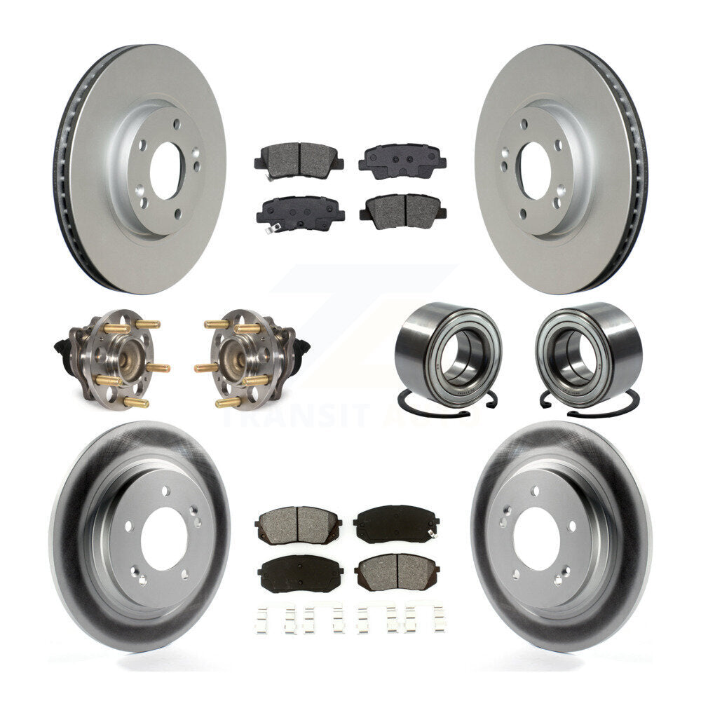 Hub Bearing Coated Disc Brake Rotor & Pads Front Rear Kit (10Pc) For Kia Soul EV