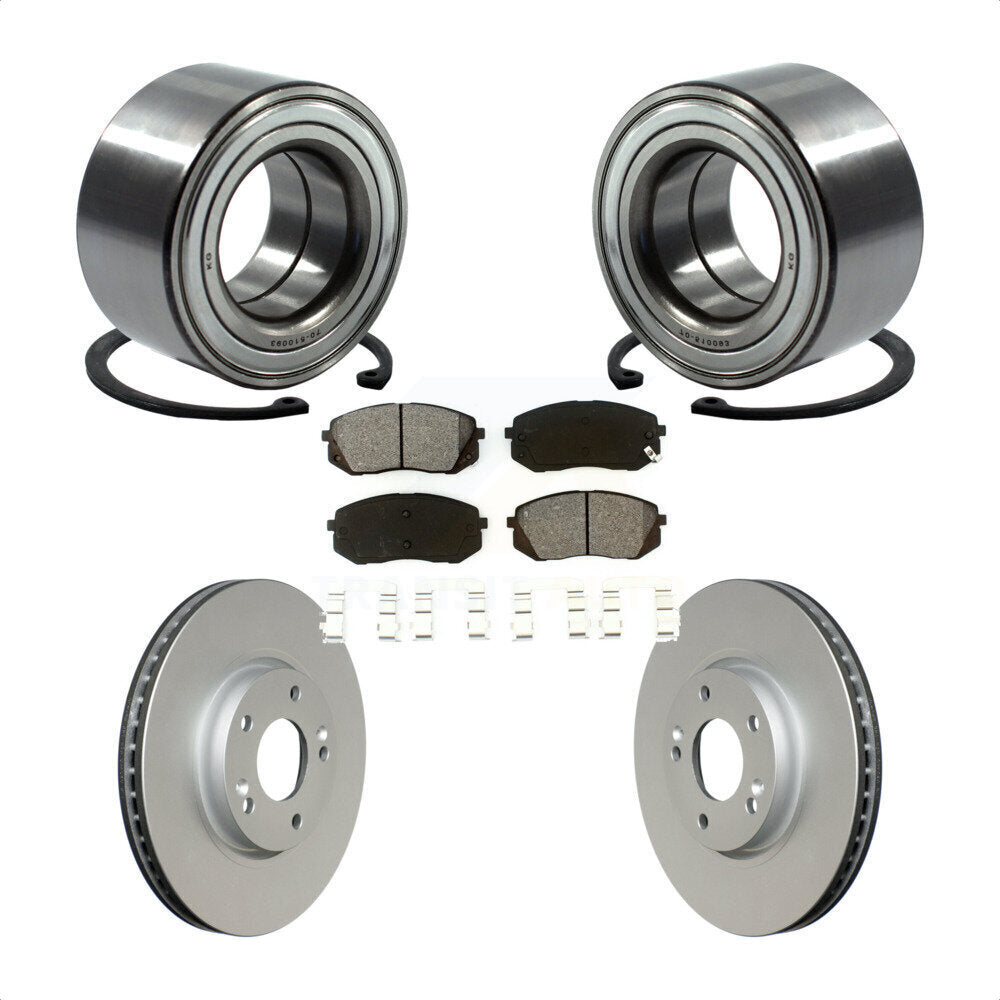 Wheel Bearing Coated Disc Brake Rotor & Pads Front Kit For 2015-2016 Kia Soul EV