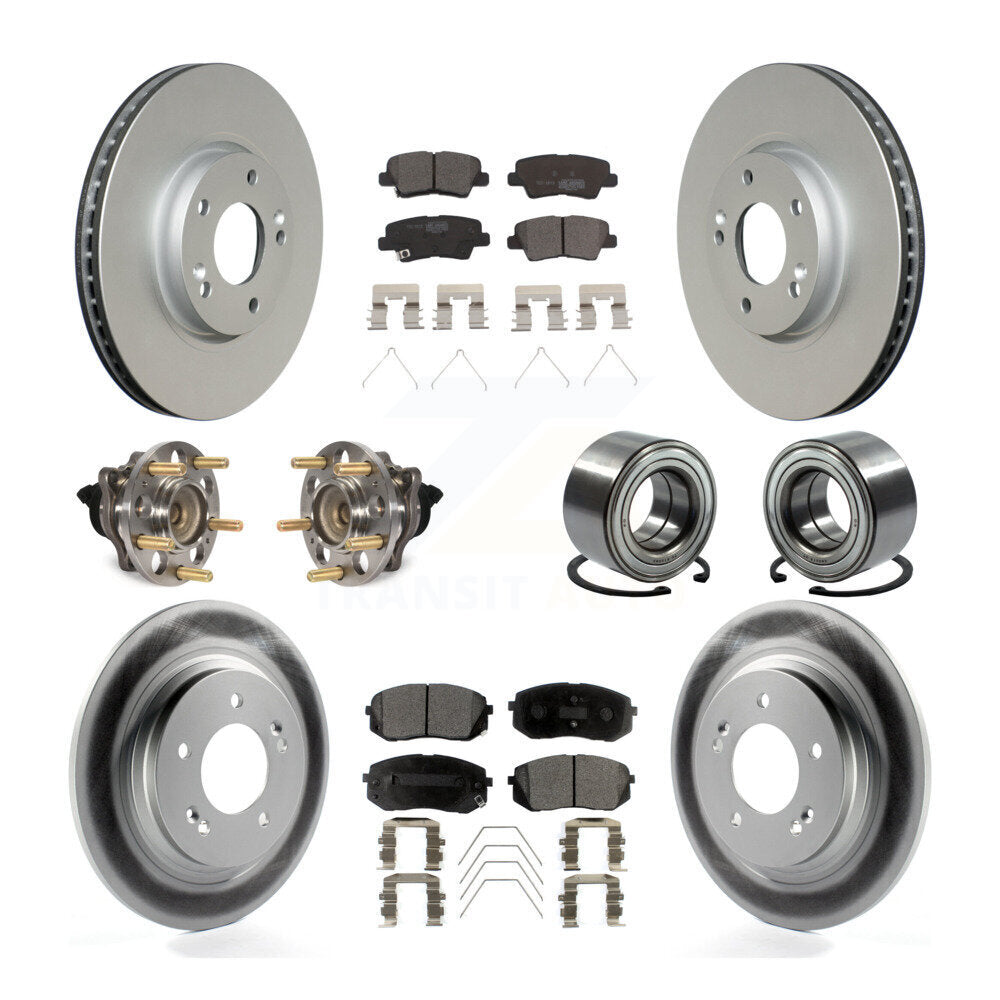 Hub Bearing Coat Brake Rotor Pad Front Rear Kit (10Pc) For 2017-2019 Kia Soul EV