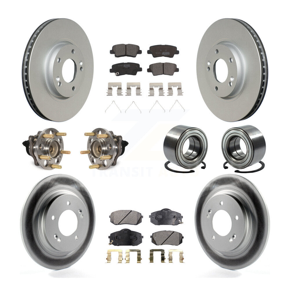 Hub Bearing Coated Disc Brake Rotor & Pads Front Rear Kit (10Pc) For Kia Soul EV