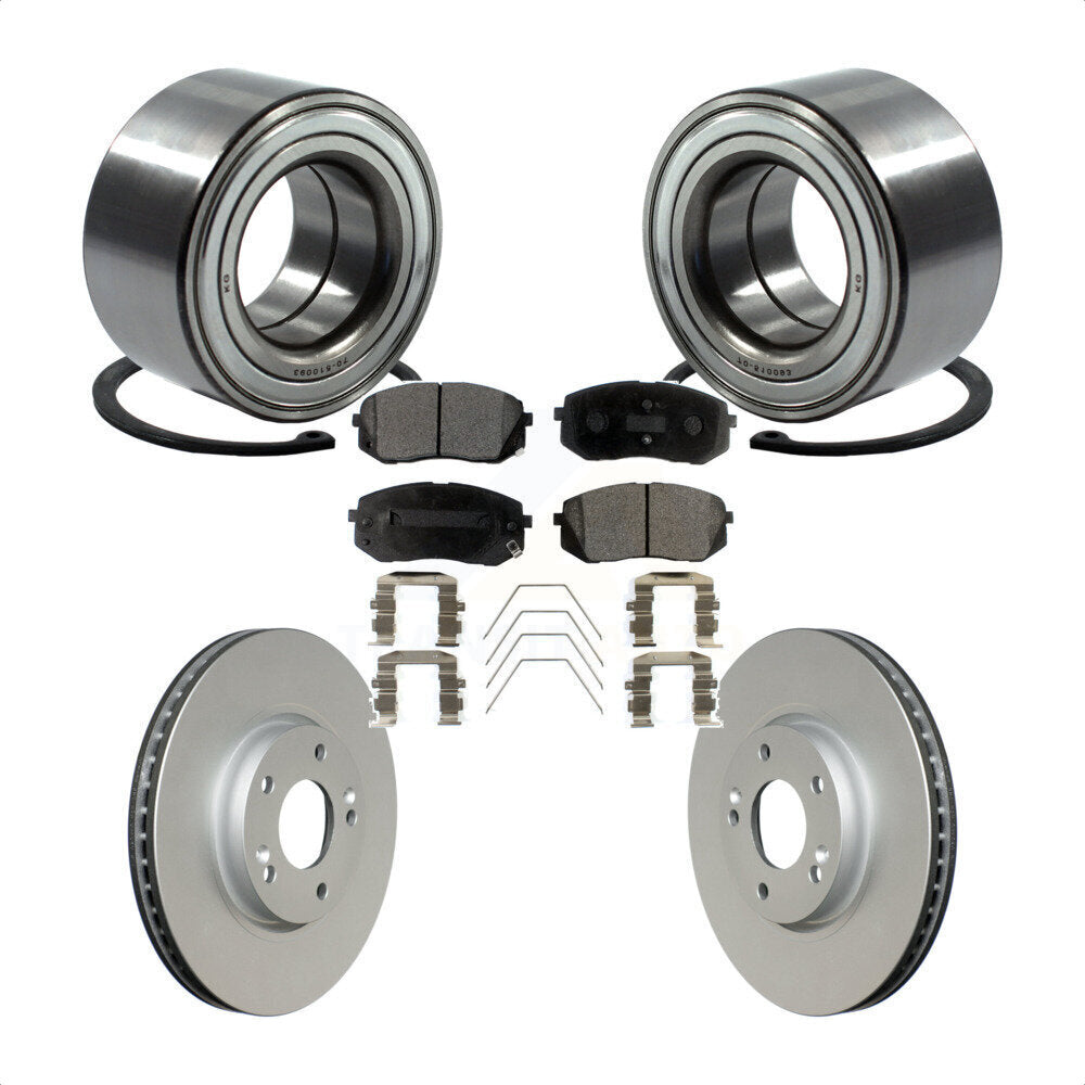 Wheel Bearing Coated Disc Brake Rotor & Pads Front Kit For 2017-2019 Kia Soul EV