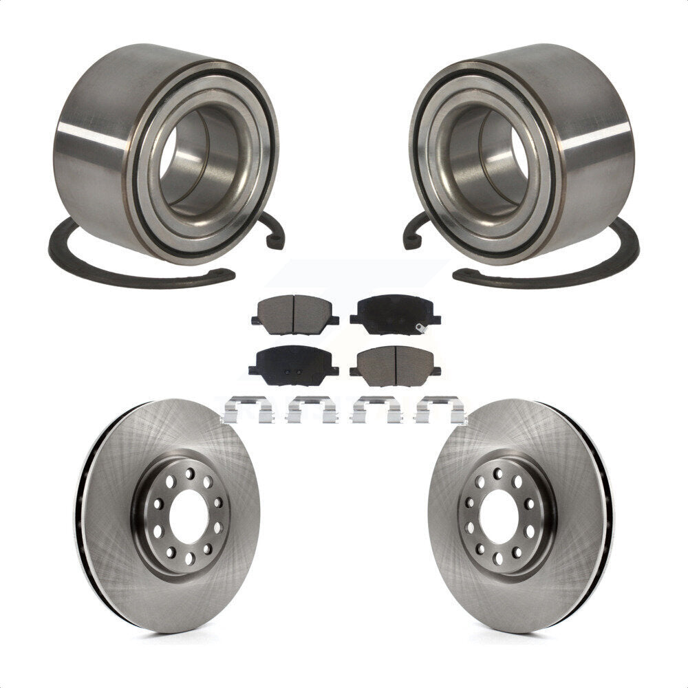 Wheel Bearing Disc Brake Rotor And Ceramic Pad Front Kit For 2016-2018 Fiat 500X