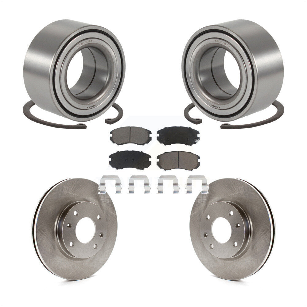 Wheel Bearing Brake Rotor & Pad Front Kit For Hyundai Sonata Kia Optima Magentis
