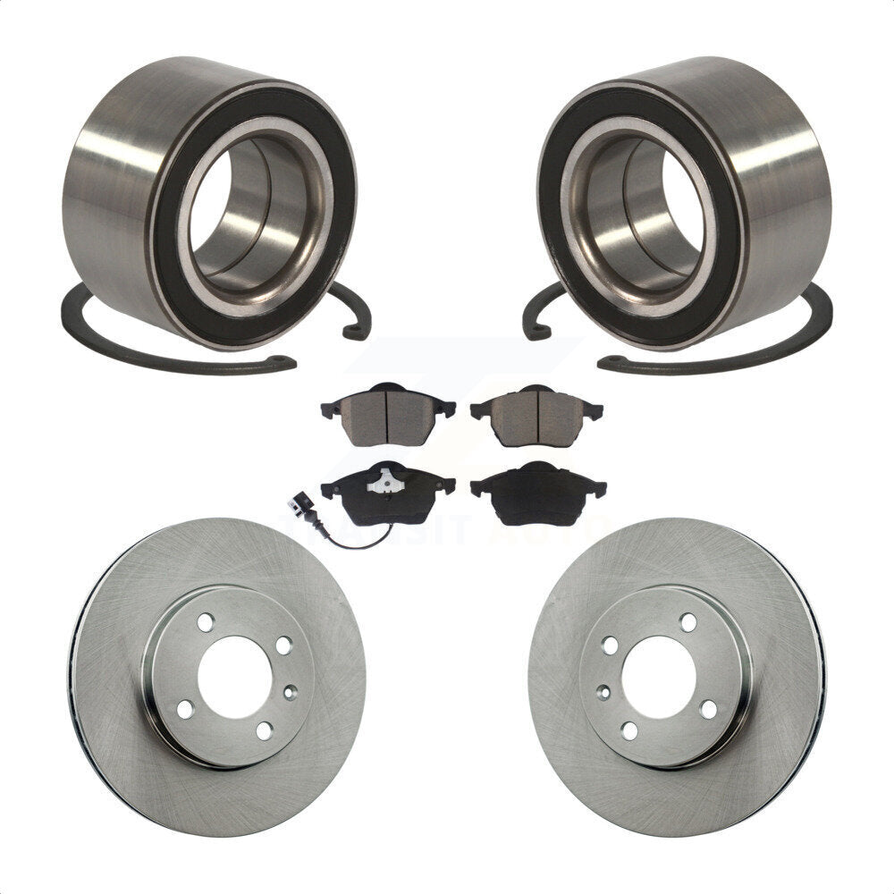 Wheel Bearing Disc Brake Rotor Pad Front Kit For 1996-1998 Volkswagen Jetta 2.8L