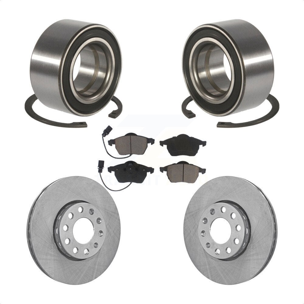 Wheel Bearing Disc Brake Rotor & Pads Front Kit For Volkswagen Passat Audi A4 A6
