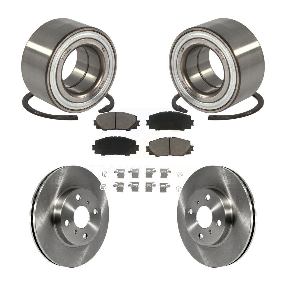 Wheel Bearing Disc Brake Rotor & Pad Front Kit For Toyota Yaris Prius C Scion iQ