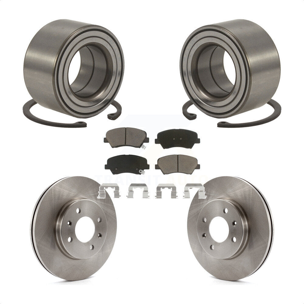 Wheel Bearing Disc Brake Rotors And Pads Front Kit For 2012-2017 Hyundai Accent
