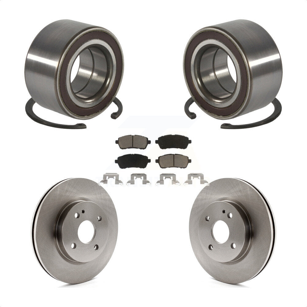 Wheel Bearing Disc Brake Rotors And Ceramic Pads Front Kit For 2011-2014 Mazda 2