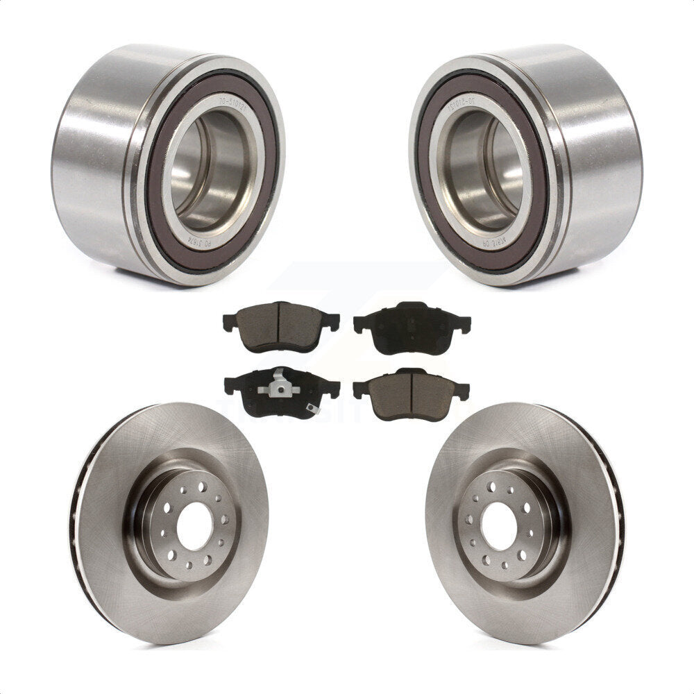 Wheel Bearing Disc Brake Rotor And Ceramic Pad Front Kit For 2014-2018 Fiat 500L