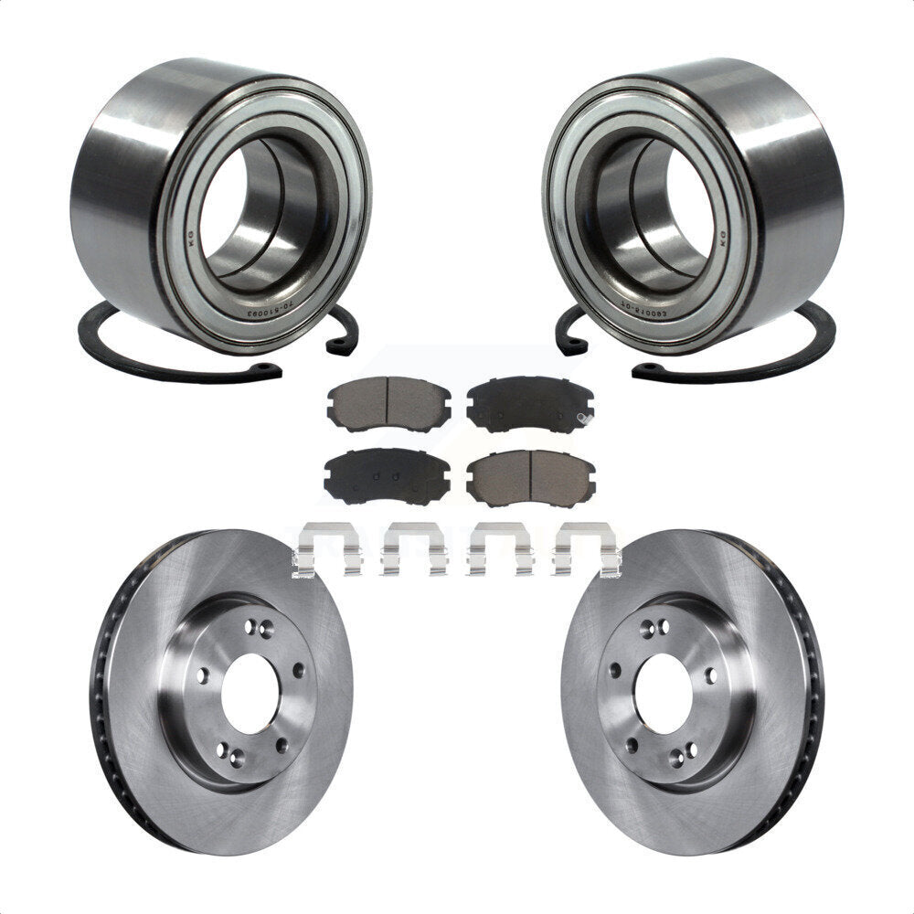 Wheel Bearing Disc Brake Rotors And Pads Front Kit For 2010-2011 Kia Soul 2.0L