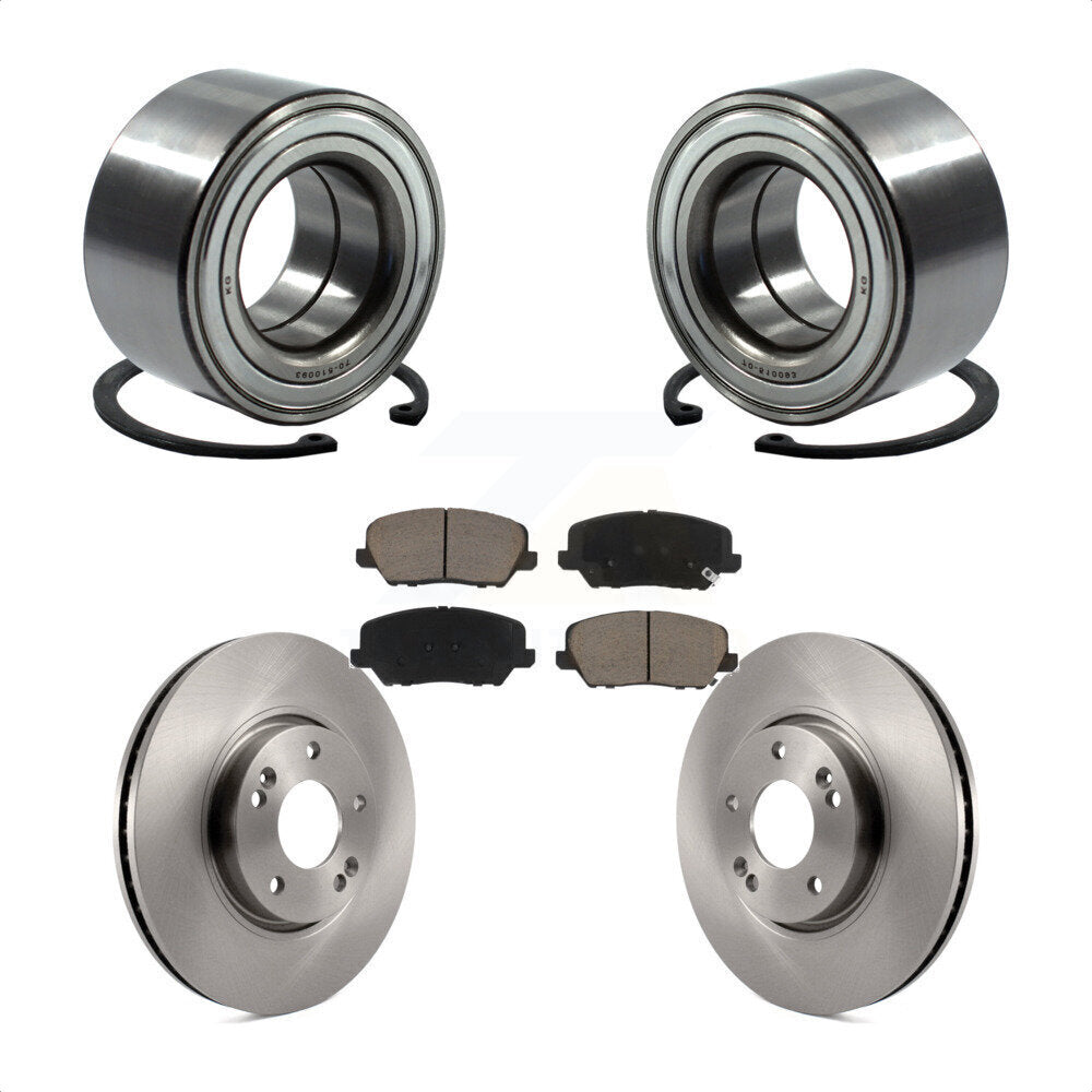 Wheel Bearing Brake Rotor & Pads Front Kit For Kia Forte Forte5 Hyundai Veloster