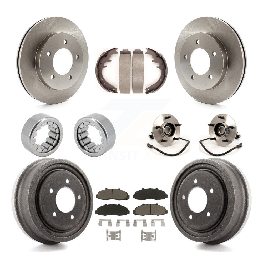 Hub Bearing Disc Brake Rotors And Pads Shoe Front Rear Kit (10Pc) For Ford F-150