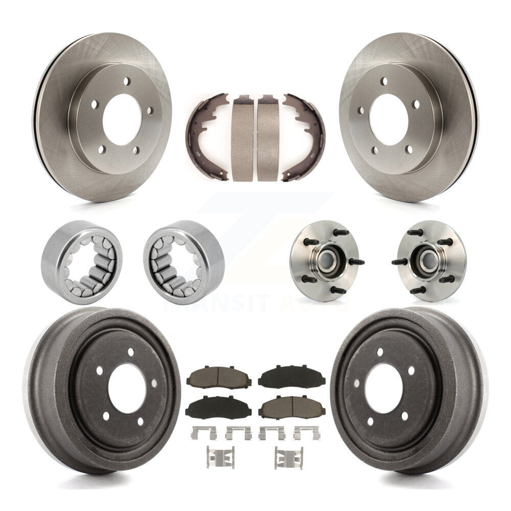 Hub Bearing Disc Brake Rotors And Pads Shoe Front Rear Kit (10Pc) For Ford F-150