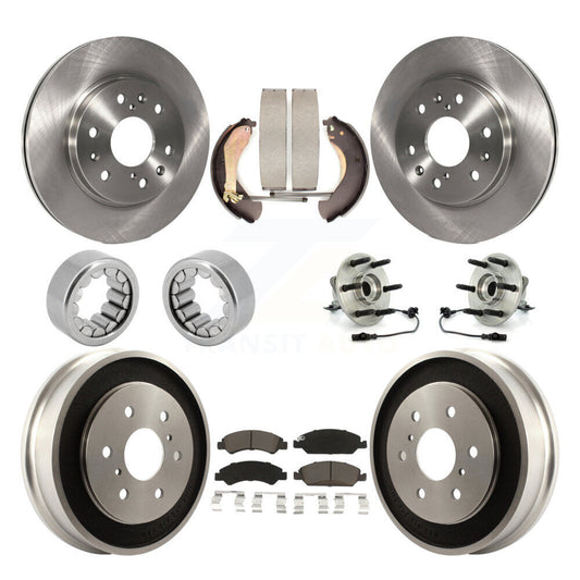 Hub Bearing Brake Rotor & Pad Shoe Front Rear Kit (10Pc) For Chevrolet Silverado