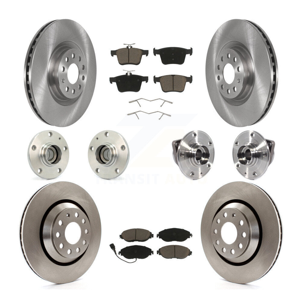Hub Bearing Disc Brake Rotor Pad Front Rear Kit (10Pc) For Volkswagen Arteon FWD
