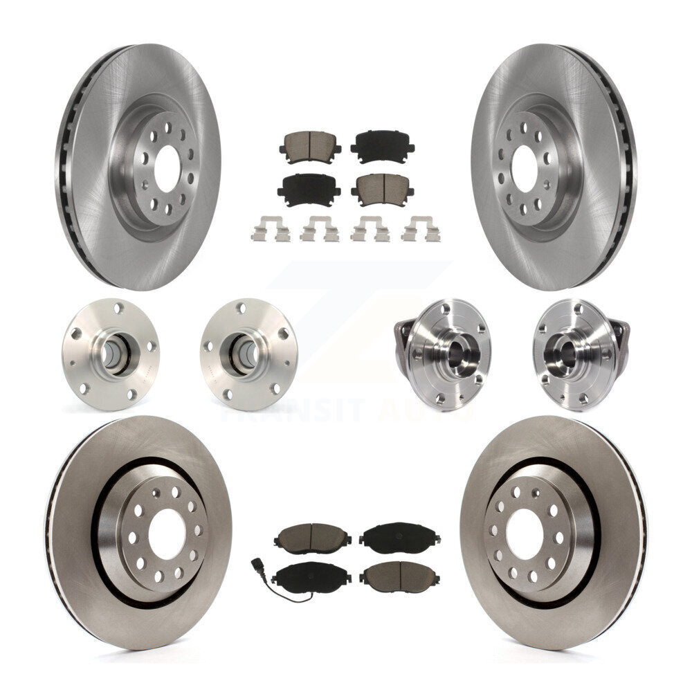 Hub Bearings Disc Brake Rotors And Pads Front Rear Kit (10Pc) For Volkswagen GTI