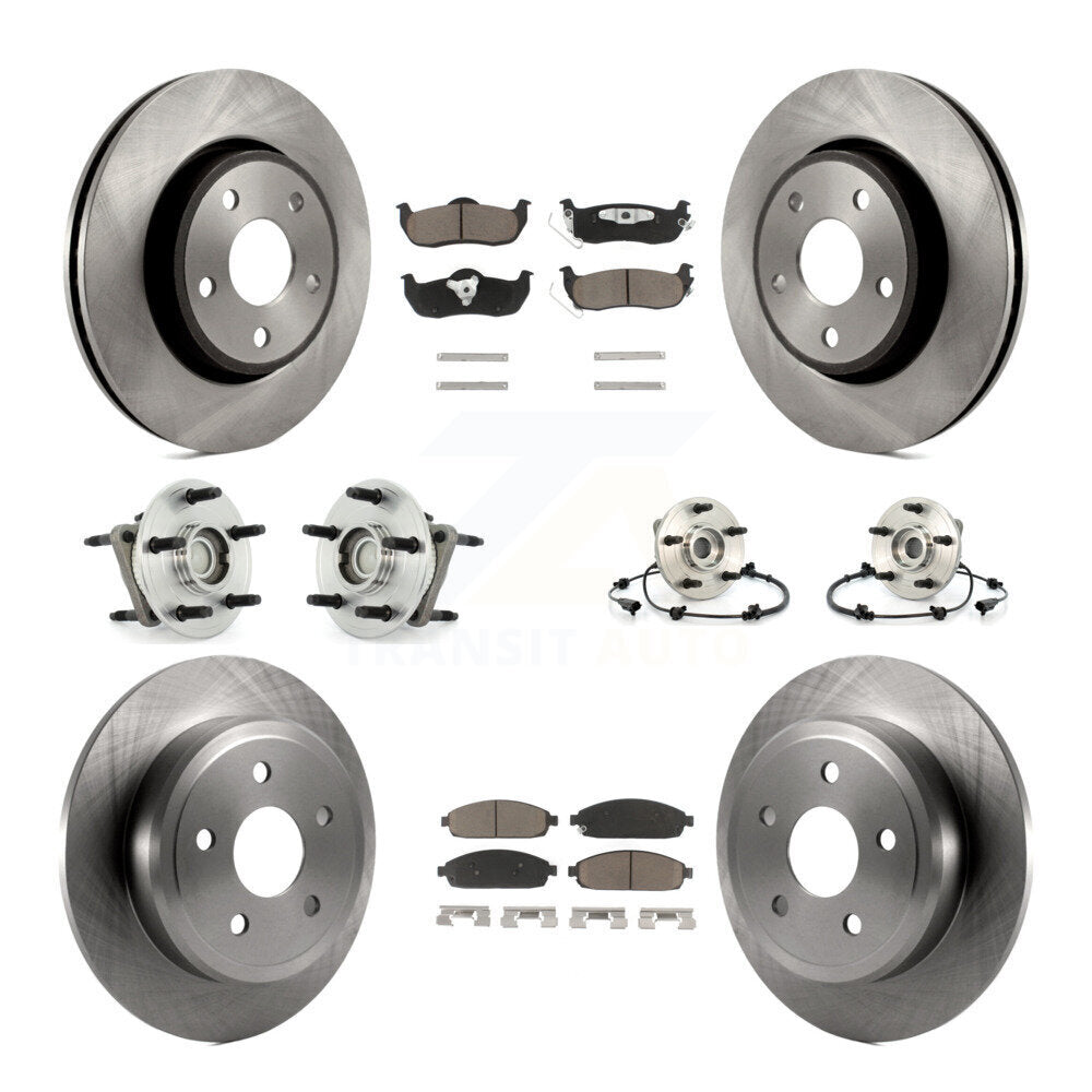 Hub Bearing Disc Brake Rotor & Pad Front Rear Kit (10Pc) For Jeep Grand Cherokee