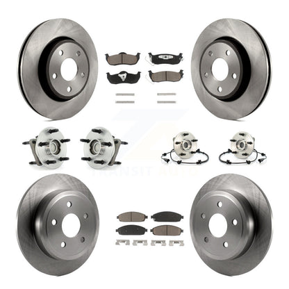 Hub Bearing Disc Brake Rotor & Pad Front Rear Kit (10Pc) For Jeep Grand Cherokee