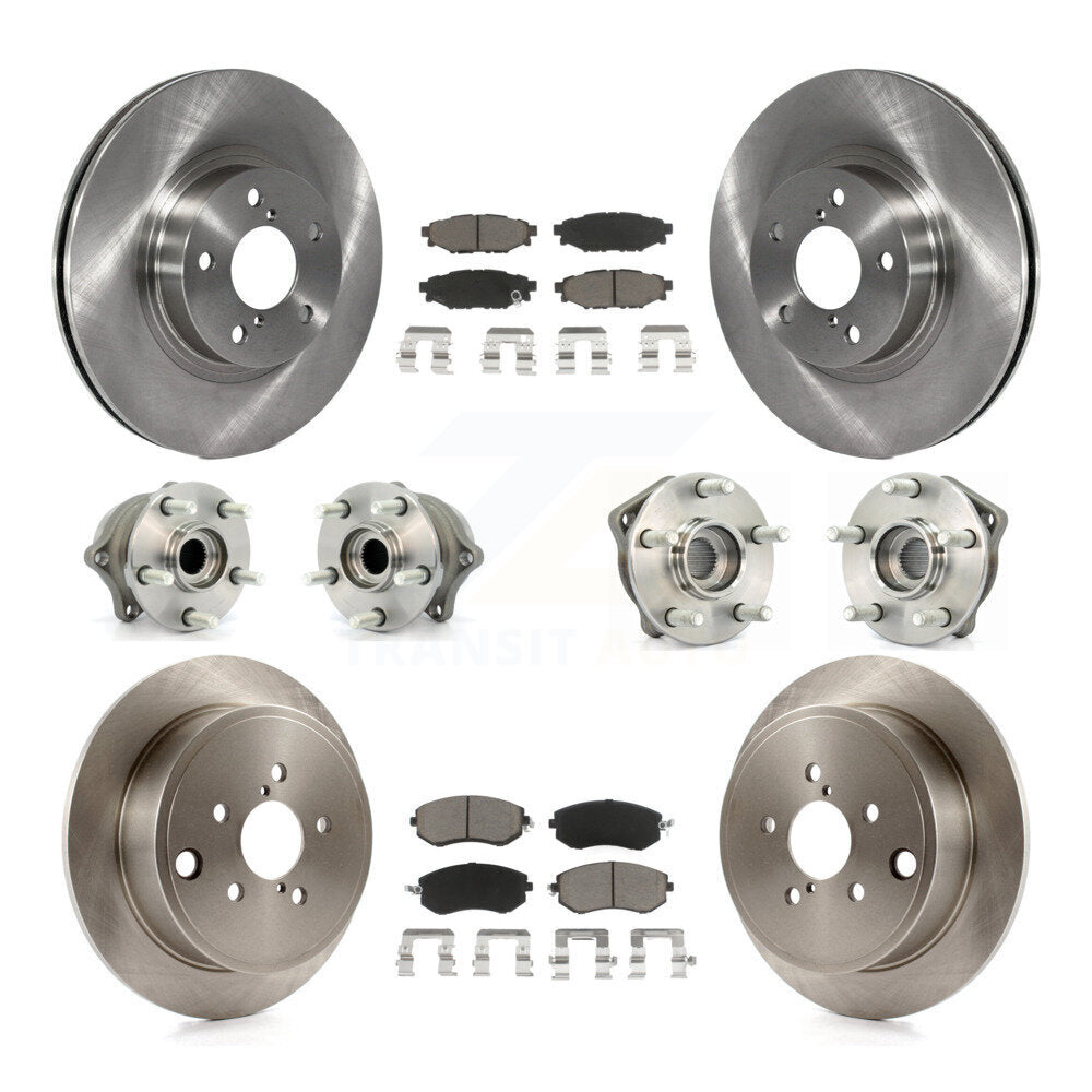Hub Bearings Disc Brake Rotors And Pads Front Rear Kit (10Pc) For Subaru Impreza