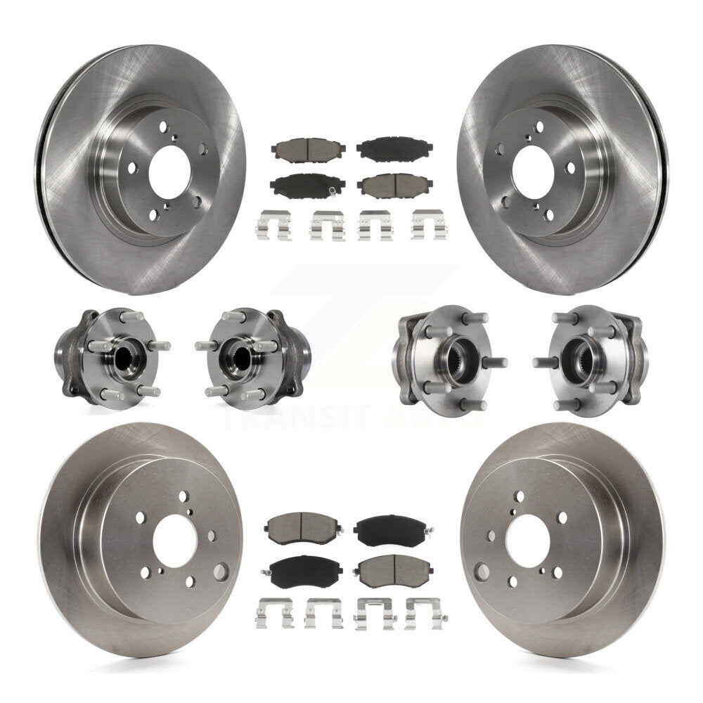 Hub Bearings Disc Brake Rotors And Pads Front Rear Kit (10Pc) For Subaru Impreza