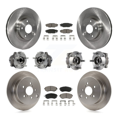 Hub Bearings Disc Brake Rotors And Pads Front Rear Kit (10Pc) For Subaru Impreza