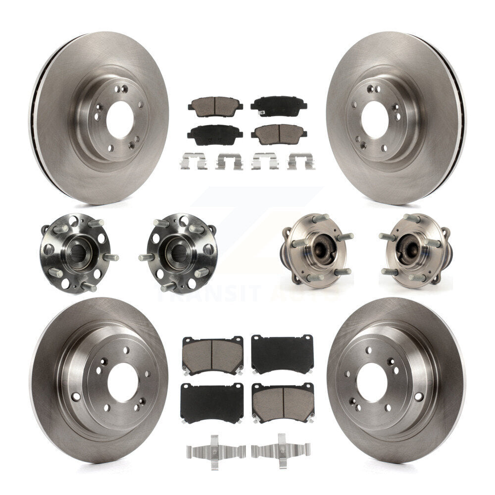 Hub Bearing Disc Brake Rotors And Pads Front Rear Kit (10Pc) For Hyundai Genesis