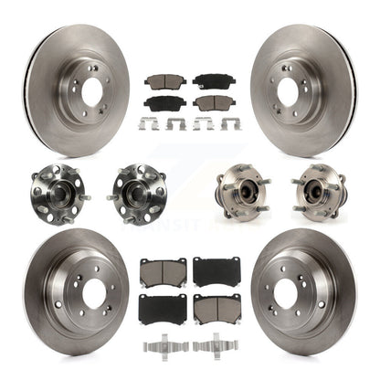 Hub Bearing Disc Brake Rotors And Pads Front Rear Kit (10Pc) For Hyundai Genesis