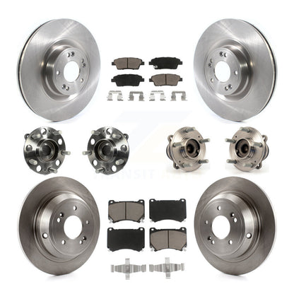 Hub Bearing Brake Rotor Pad Front Rear Kit (10Pc) For 12-14 Hyundai Genesis 5.0L