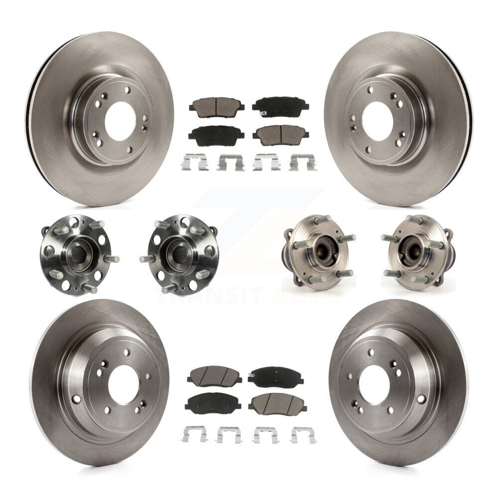 Hub Bearing Disc Brake Rotor Pads Front Rear Kit (10Pc) For Hyundai Genesis 3.8L