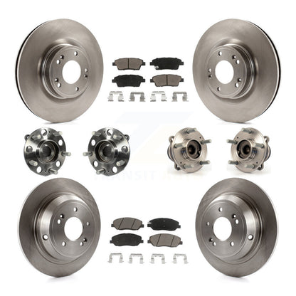 Hub Bearing Disc Brake Rotor Pads Front Rear Kit (10Pc) For Hyundai Genesis 3.8L