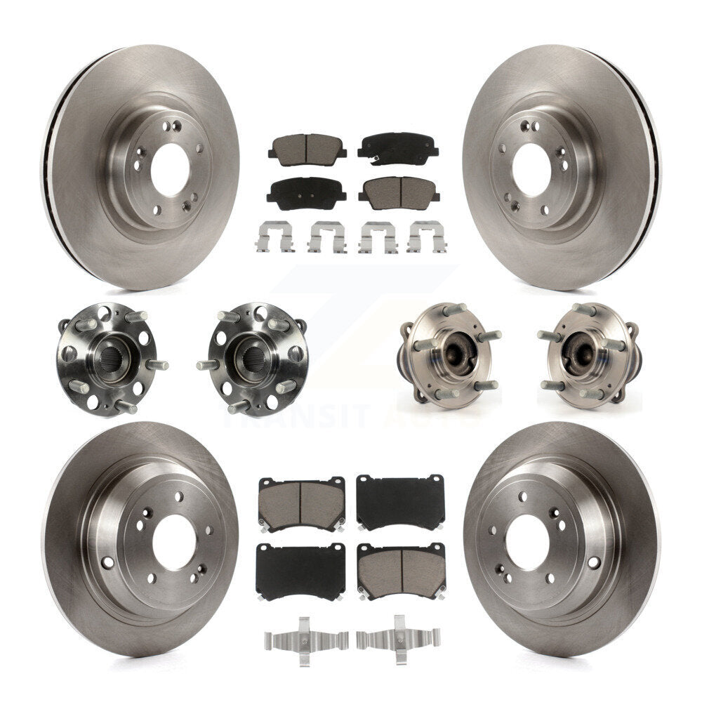 Hub Bearing Disc Brake Rotor Pads Front Rear Kit (10Pc) For Hyundai Genesis 4.6L