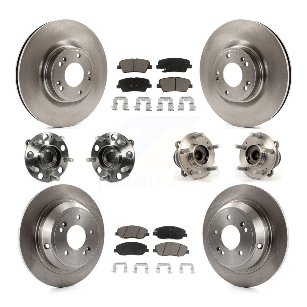 Hub Bearing Disc Brake Rotor Pads Front Rear Kit (10Pc) For Hyundai Genesis 3.8L