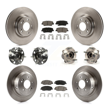 Hub Bearing Disc Brake Rotor Pads Front Rear Kit (10Pc) For Hyundai Genesis 3.8L