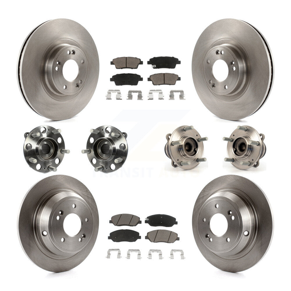 Hub Bearing Brake Rotor Pads Front Rear Kit (10Pc) For 2012 Hyundai Genesis 3.8L