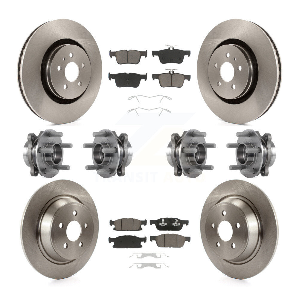 Hub Bearing Brake Rotor Pad Front Rear Kit (10Pc) For Ford Edge Lincoln Nautilus