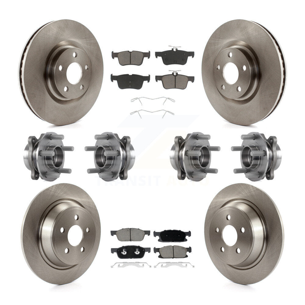 Hub Bearing Brake Rotor & Pads Front Rear Kit (10Pc) For Lincoln Continental AWD