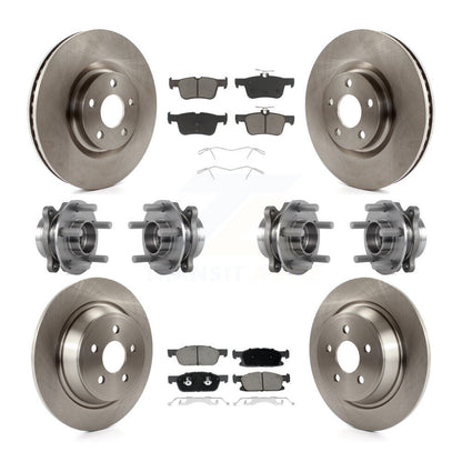 Hub Bearing Brake Rotor & Pads Front Rear Kit (10Pc) For Lincoln Continental AWD