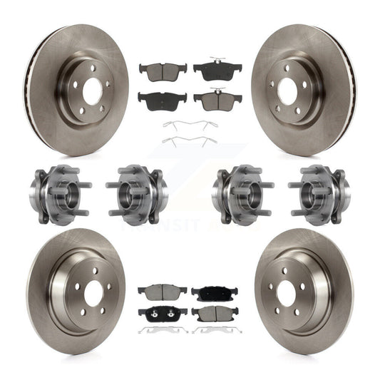Hub Bearing Brake Rotor & Pads Front Rear Kit (10Pc) For Lincoln Continental AWD