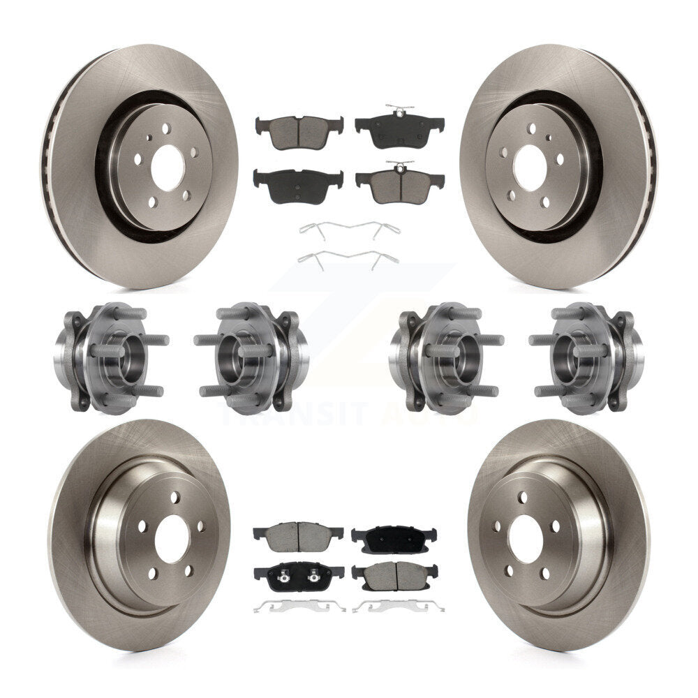 Hub Bearing Brake Rotor & Pads Front Rear Kit (10Pc) For Lincoln Continental AWD