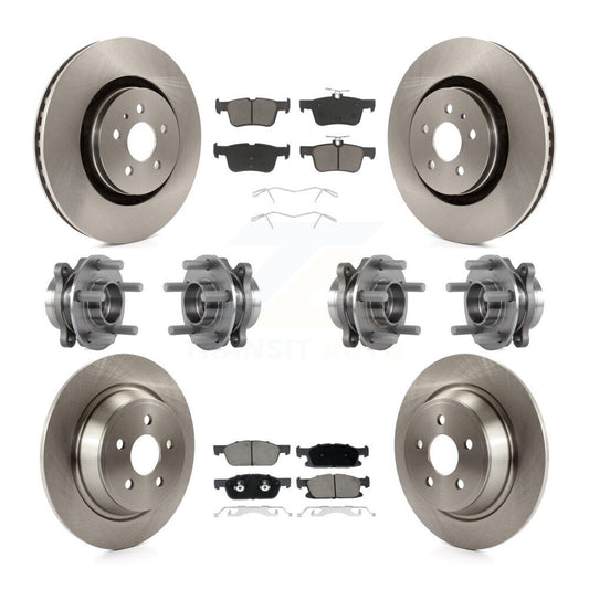 Hub Bearing Brake Rotor & Pads Front Rear Kit (10Pc) For Lincoln Continental AWD