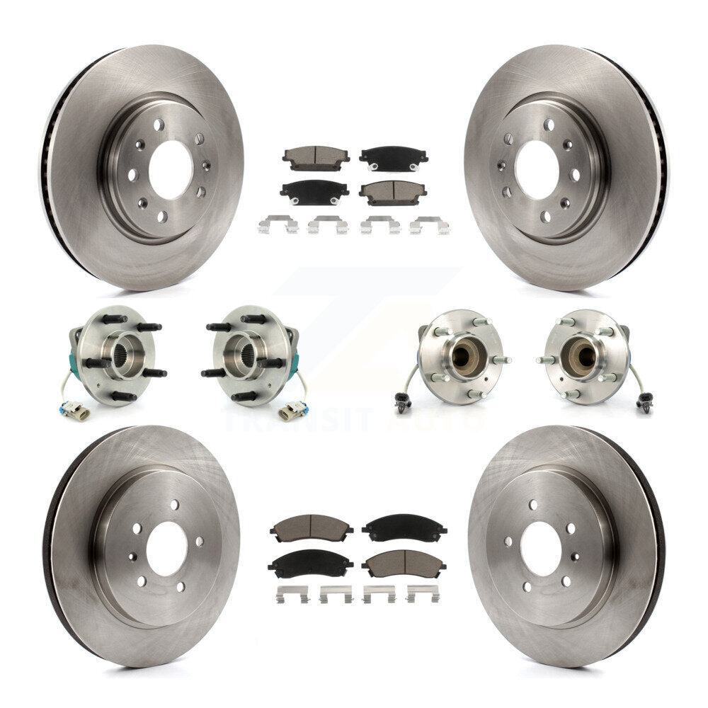 Hub Bearing Brake Rotor & Pads Front Rear Kit (10Pc) For 06-07 Cadillac CTS Base