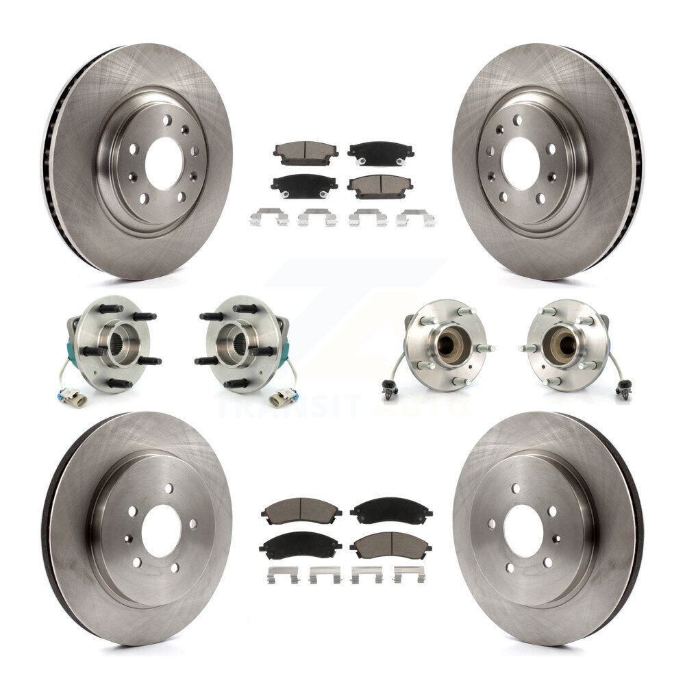 Hub Bearing Brake Rotor & Pads Front Rear Kit (10Pc) For 06-07 Cadillac CTS Base